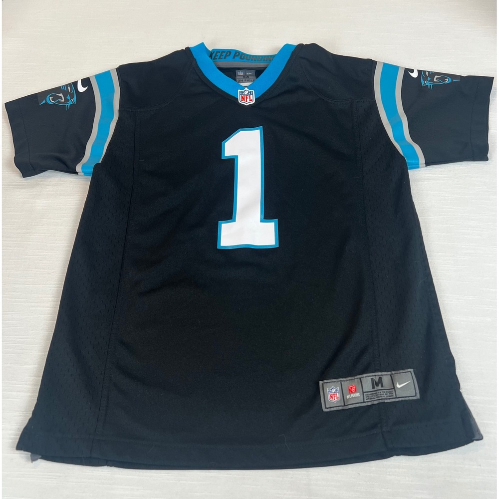 Nike Carolina Panthers Cam Newton 1 NFL Jersey Kids Medium 10-12 Black On Field